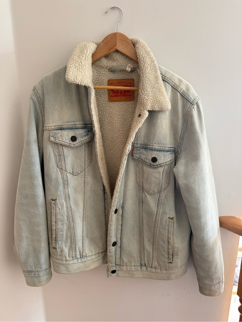 Levi's Light Blue Denim Sherpa Jacket with Cream Lining